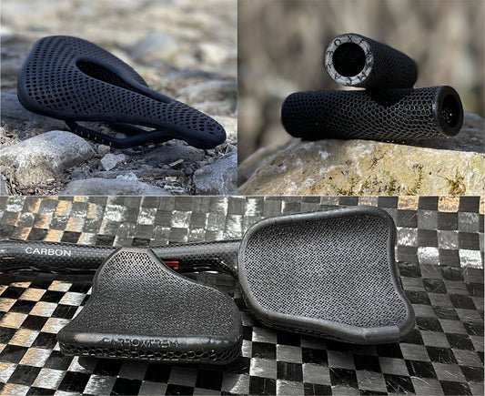   Componentes Carboxtrem fabricados con tecnología Carbon DLS - sillín, grips y apoyabrazos