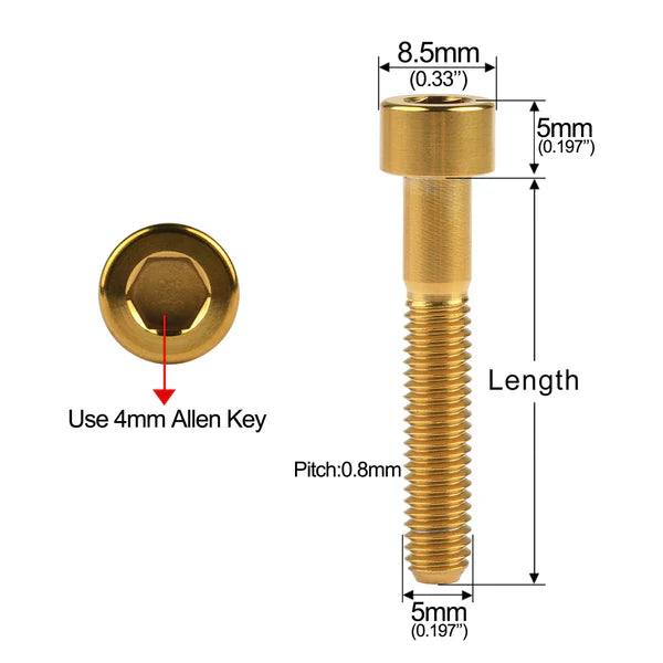 Grade 5 Titanium Screws for Carboxtrem couplings 