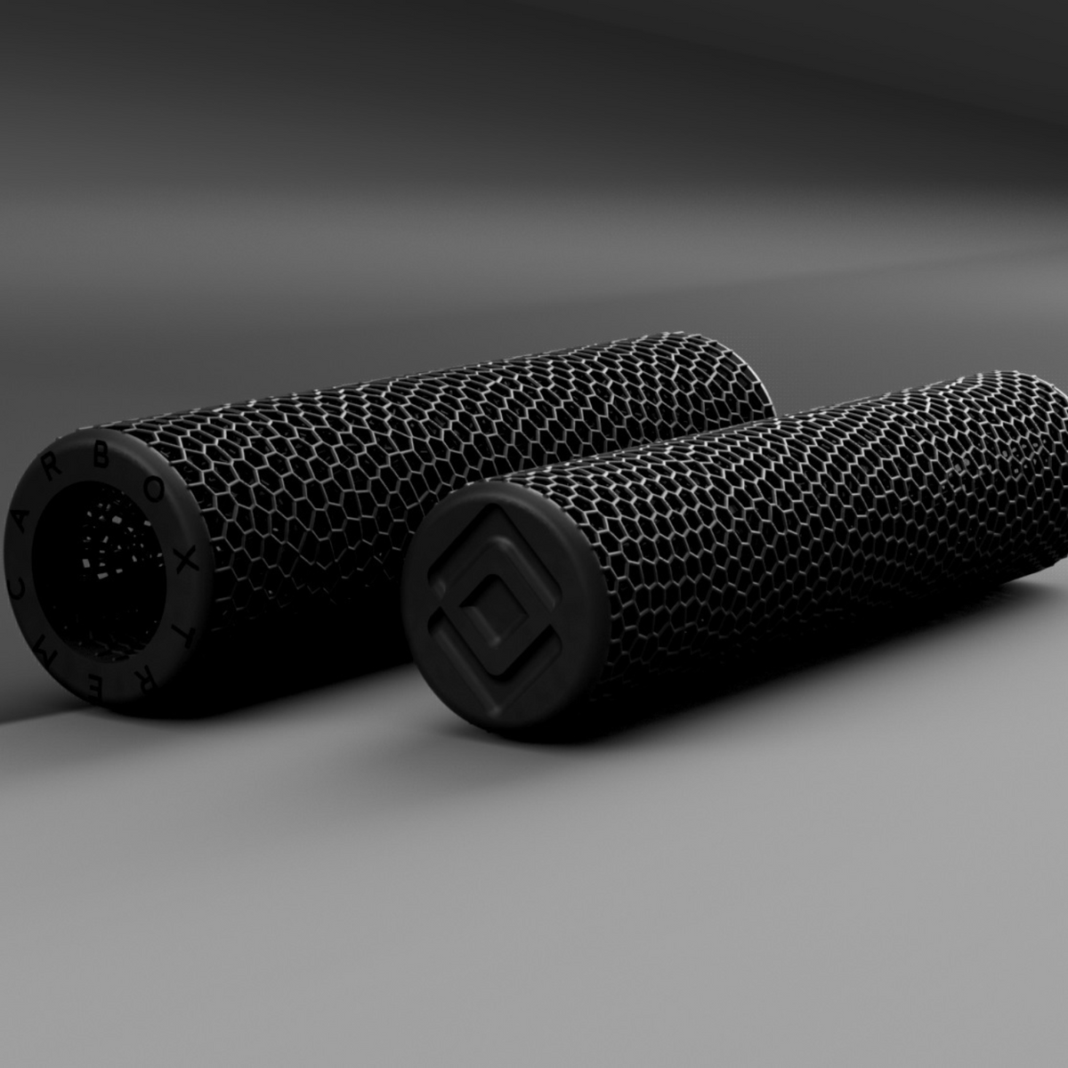 Race Day Grips fabricados con resina EPU 41 de Carbon3D mostrando estructura Voronoi